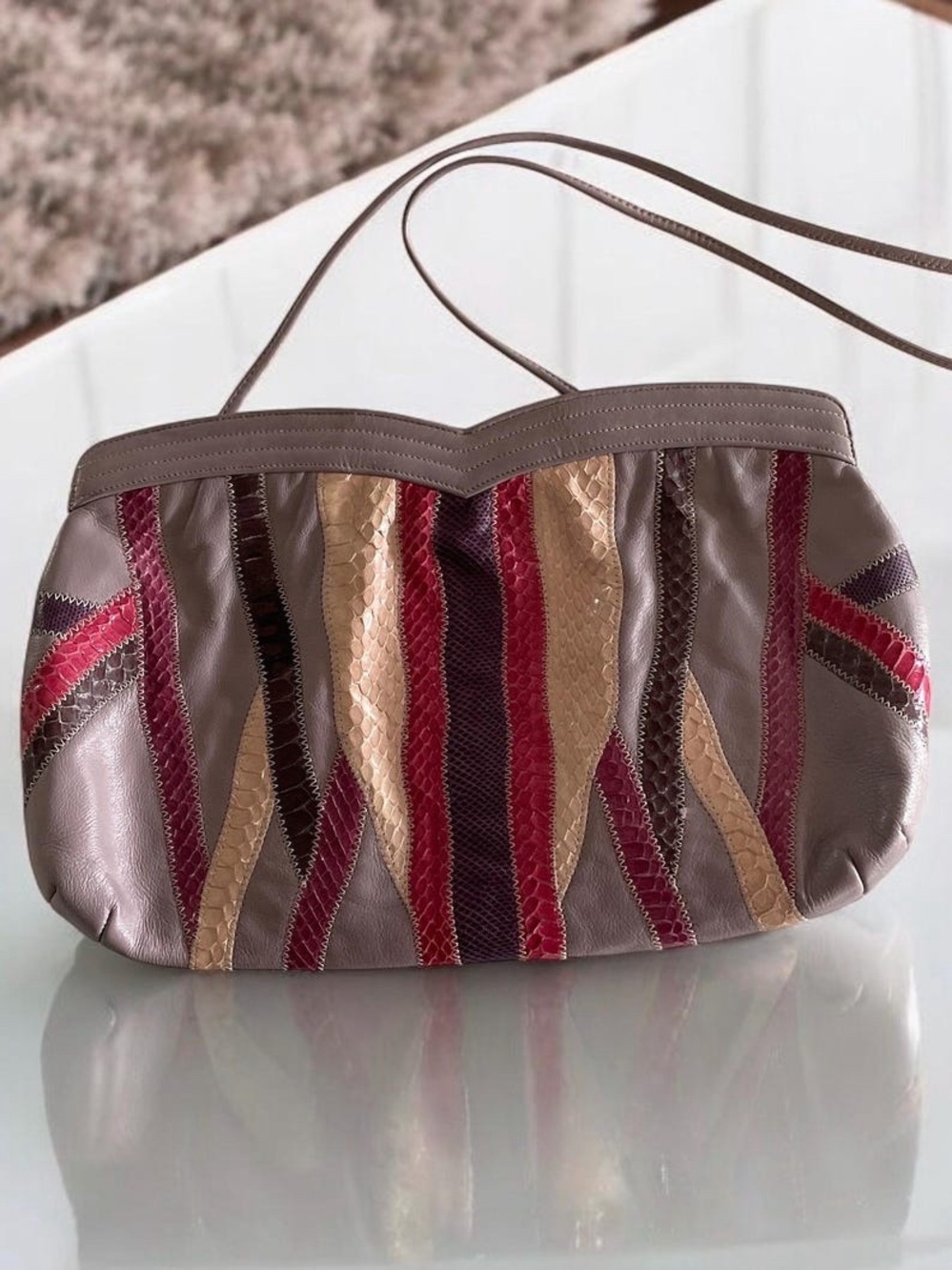 1980's Venetto leather and snake bag 🐍💞💜